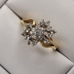 Diamond Cluster Style Ring Size 9 18K Gold Plated Affordable Jewelry